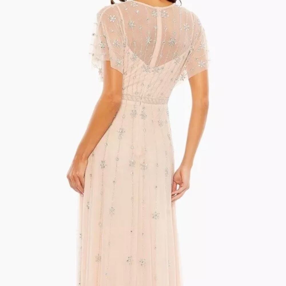 Mac Duggal Pink V Neck Flutter Sleeve A Line Gown maxi dress size 4 UB - Picture 4 of 9